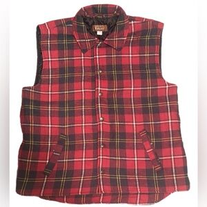 🔥The Haband Tailgater Red and Black Plaid Flannel Lined Vest🔥 LARGE